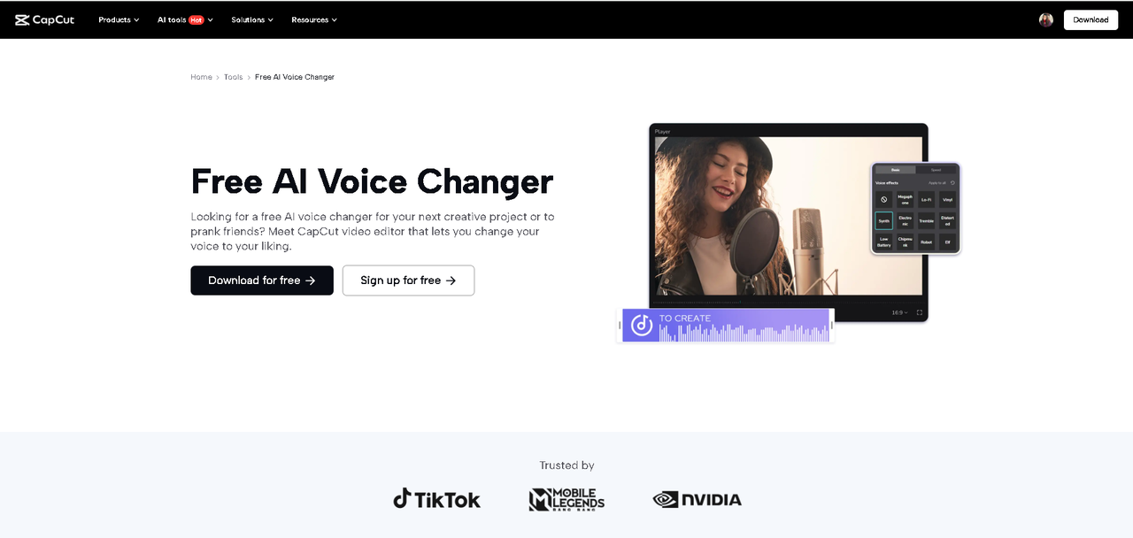 Capcut free ai voice changer