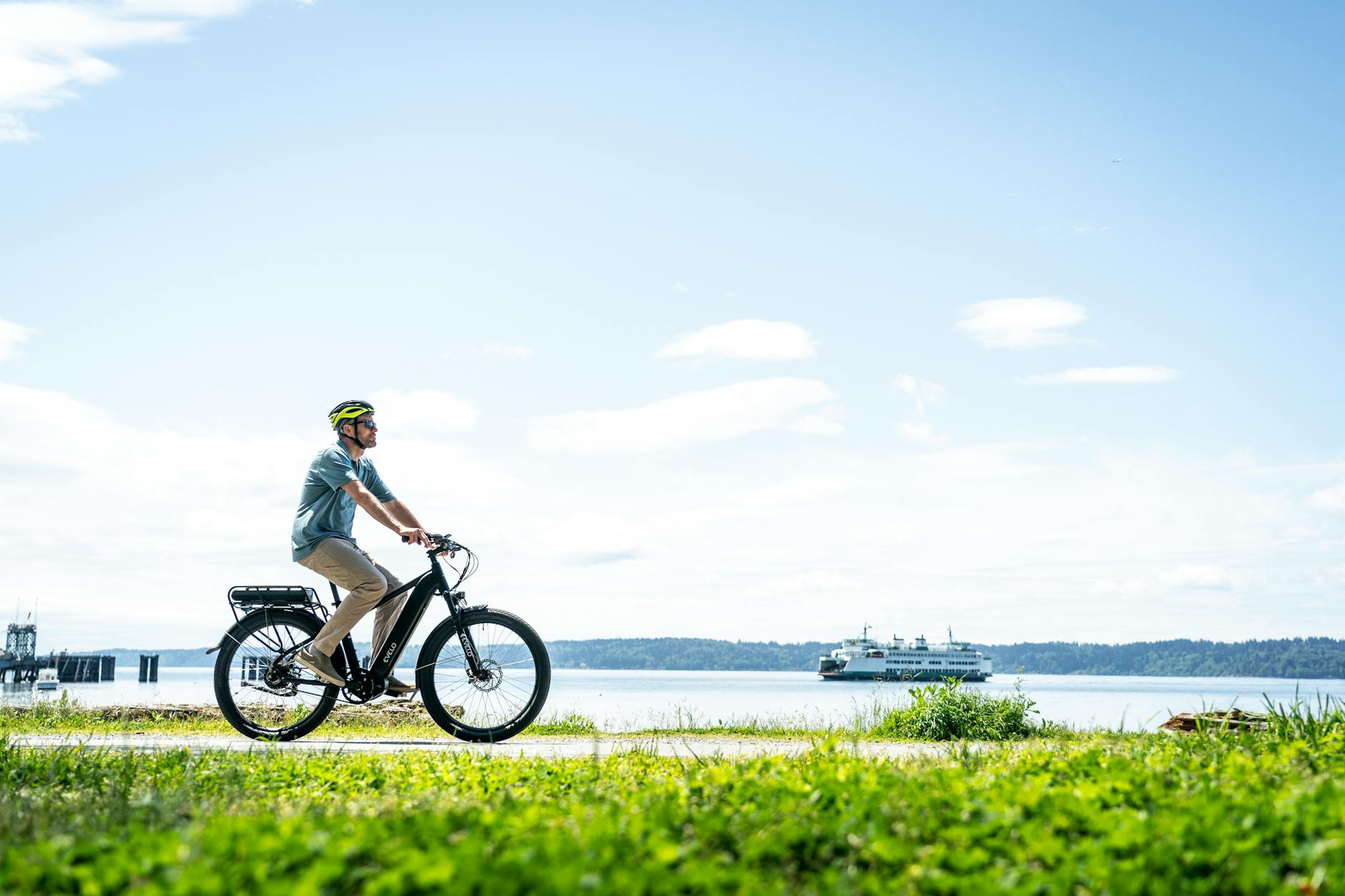 a man riding an electric bike