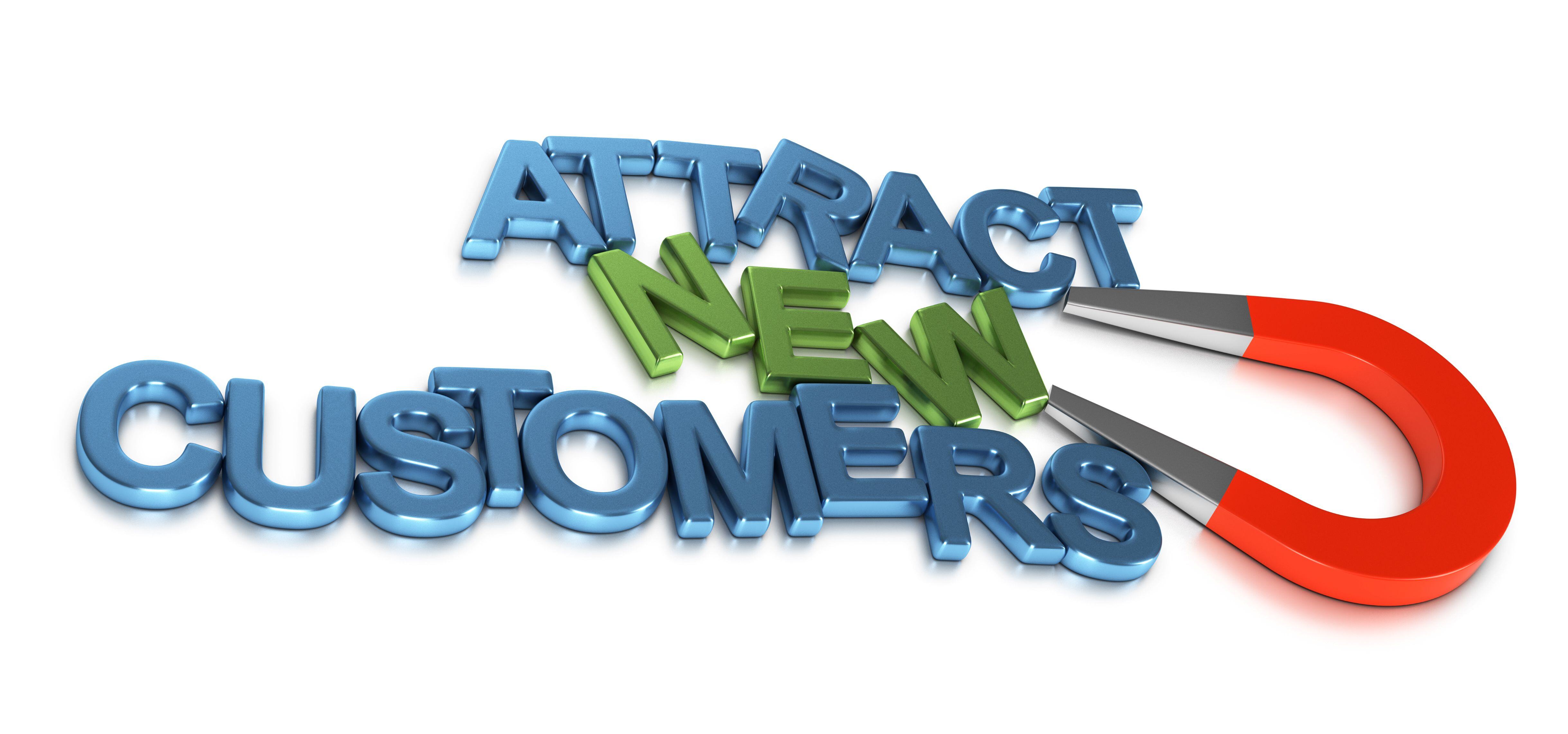Home Service Marketing concept image: magnet drawing in the words attract new customers