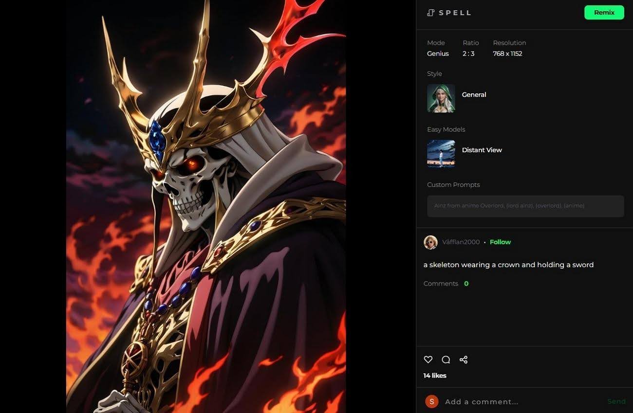 A Skeleton Wearing a Crown and Holding a Sword