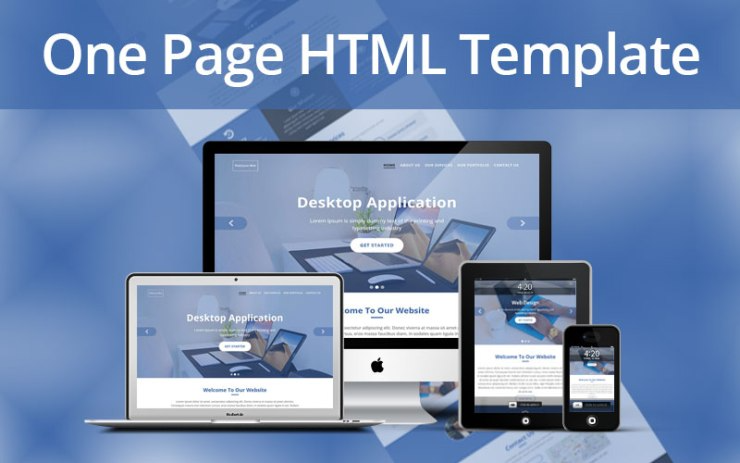 A single website design is shown on a laptop, desktop computer, tablet, and smartphone.