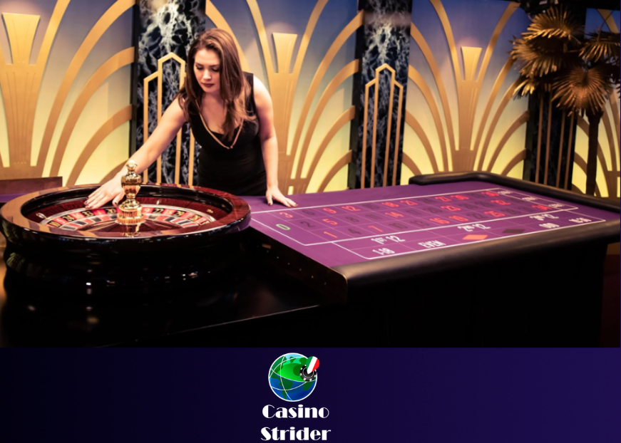 A woman rotating a roulette board