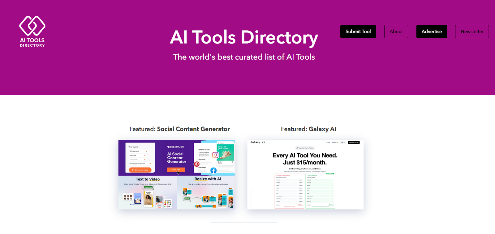 AI Tools Directory - A Simple Yet Effective AI Listing Platform