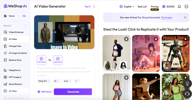  AI Video Generator by Weshop AI