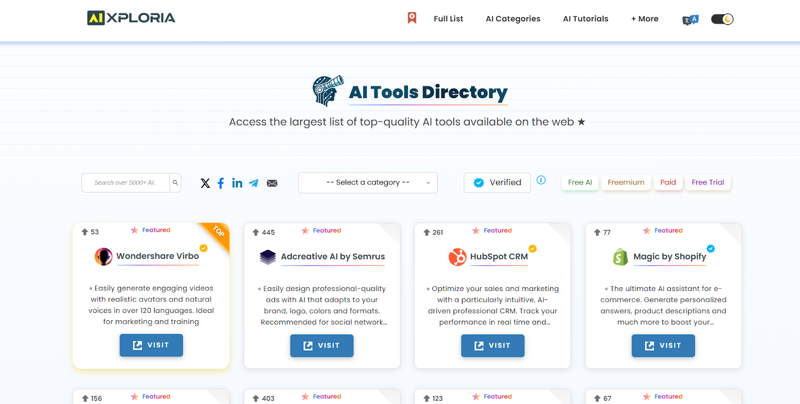Aixploria - Explore AI Tools in Unique Categories
