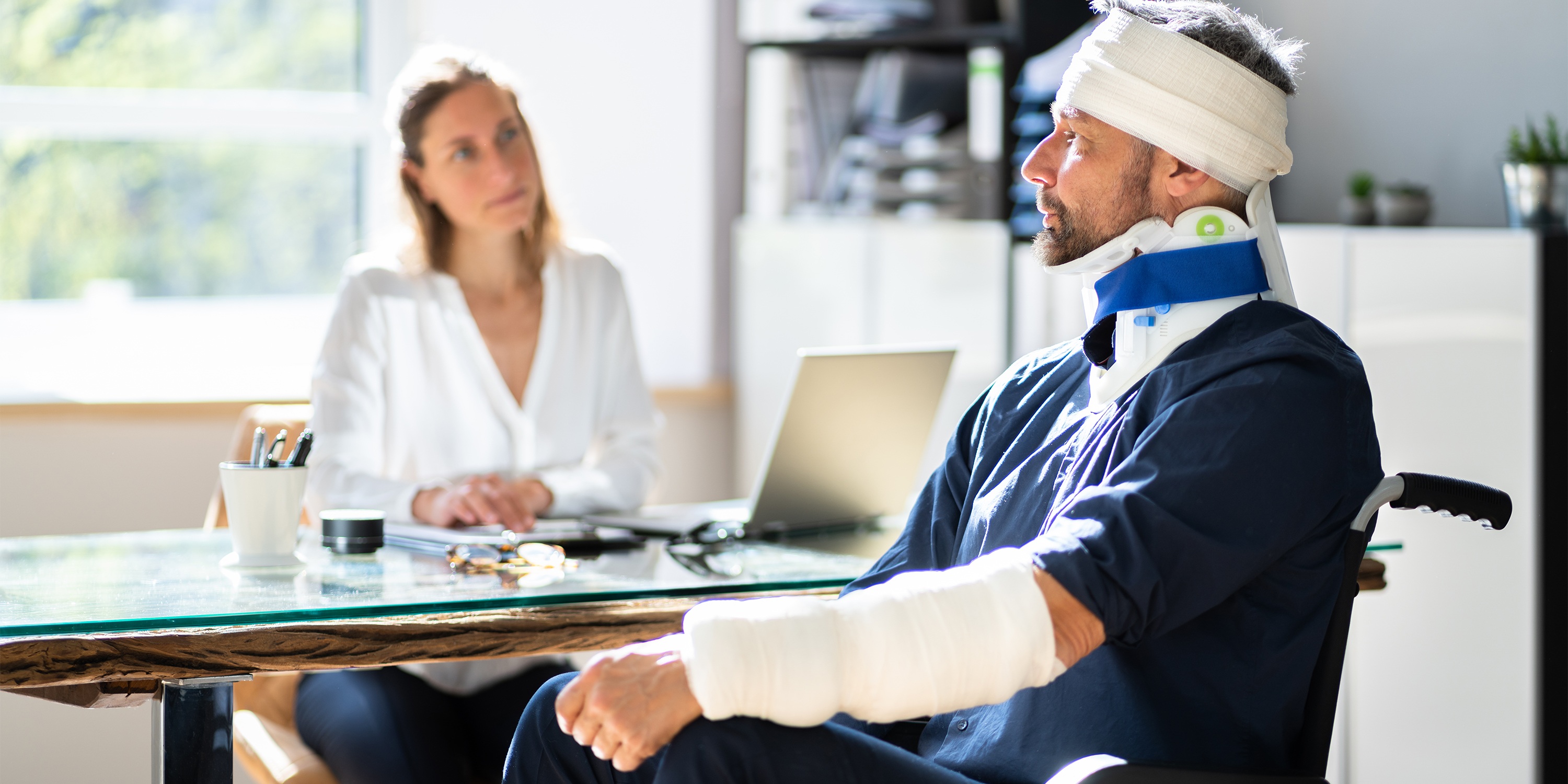 An injured person consulting