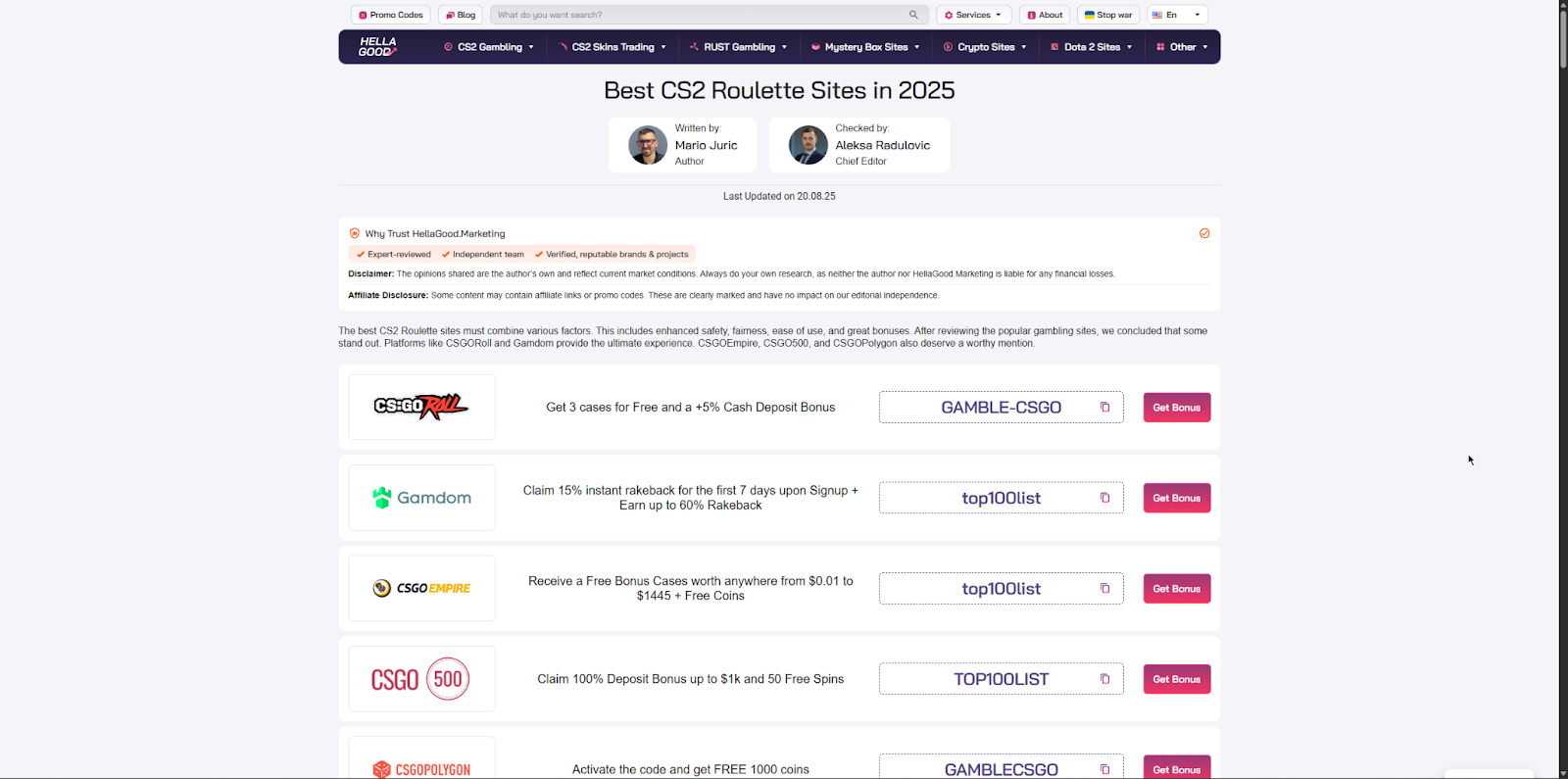 Best CS2 Roulette Sites in 2025