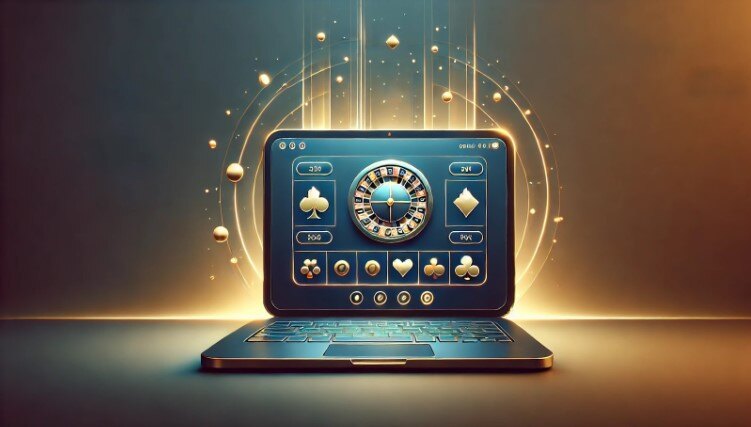 Casino game on a laptop