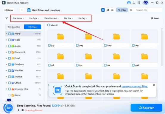 Filter or search for PowerPoint files. 