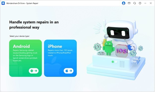 select android as the device type