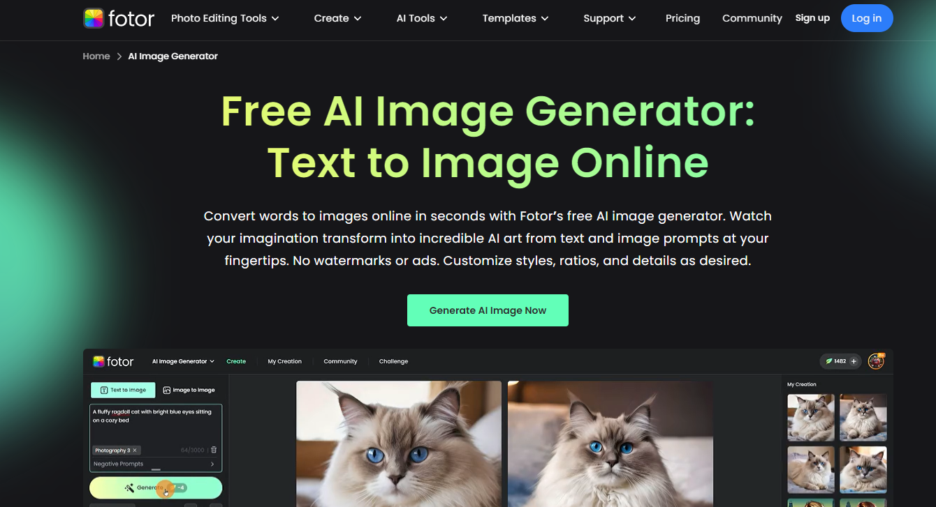 Image of Fotor homepage