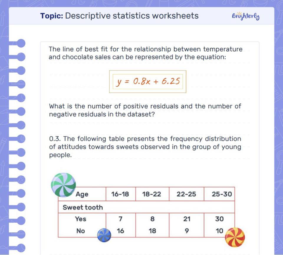Homeschooling worksheet on descriptive statistics