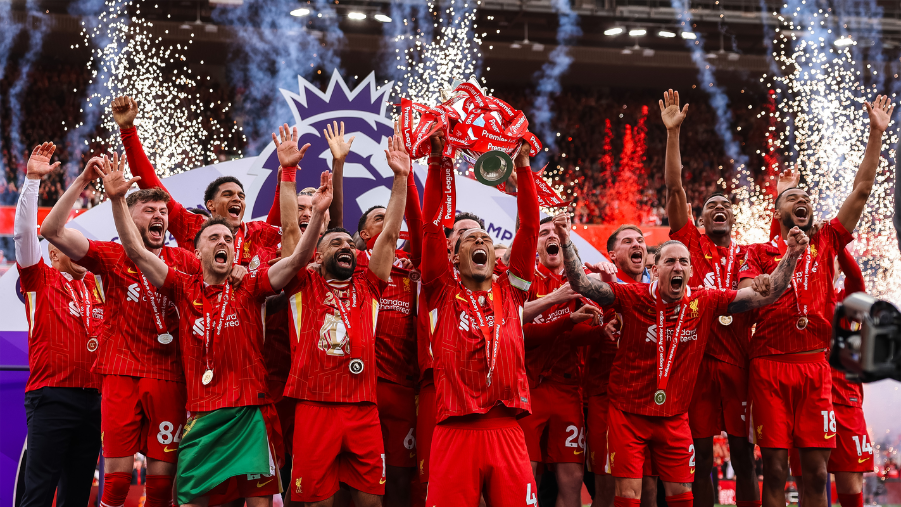 Liverpool Celebrates After Winning the EPL Title