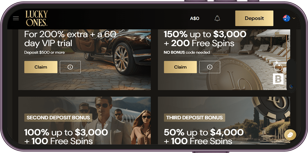Lucky Ones casino page