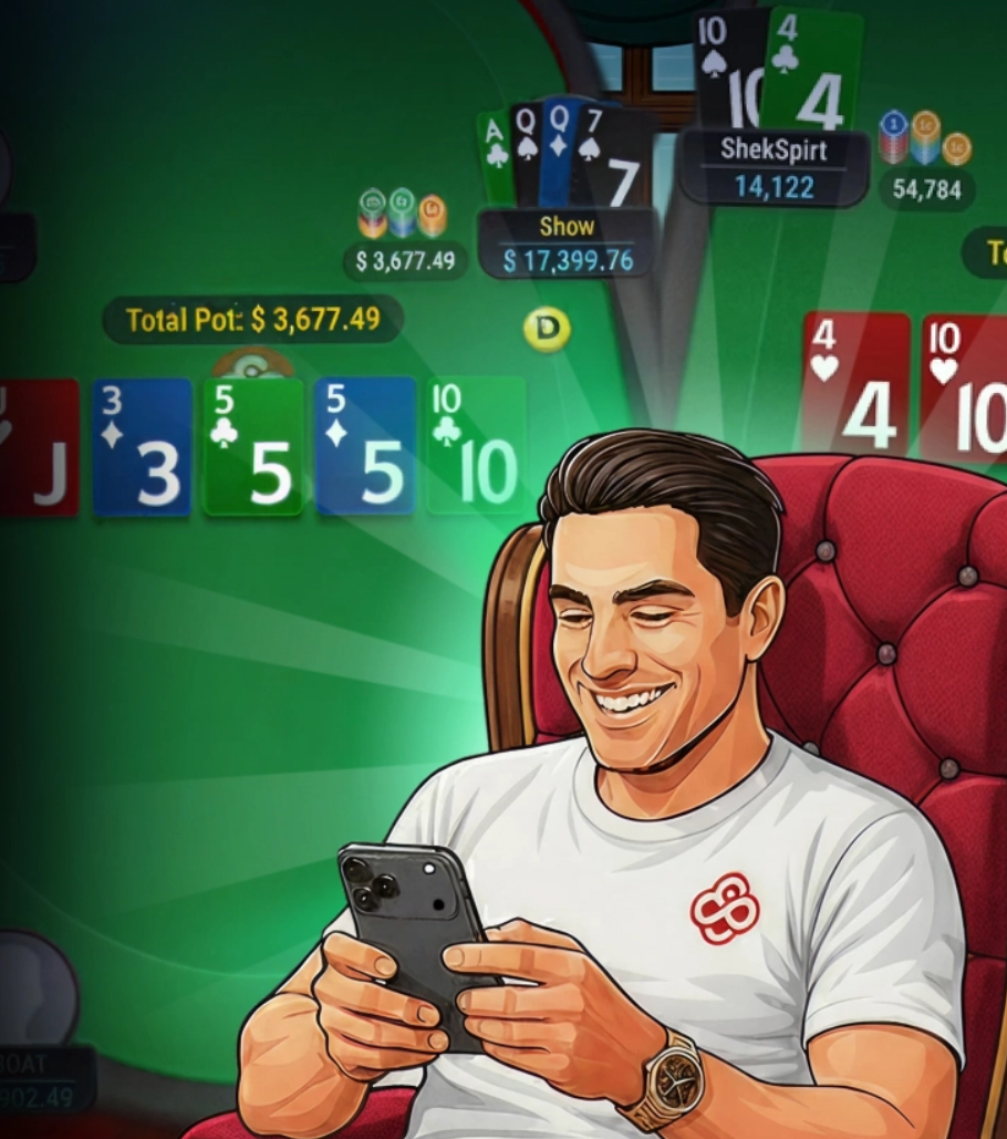 Man playing mobile casino game