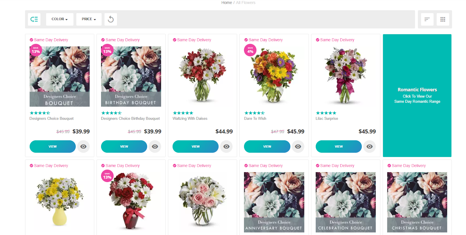 Online flower catalog