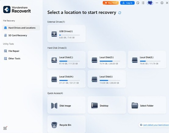 Open Wondershare Recoverit. 