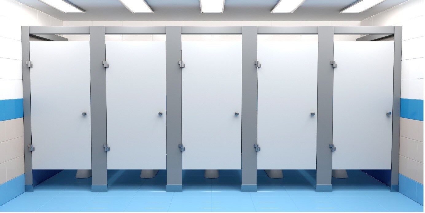 Why Toilet Cubicles Matter More Than You Think - image of a row of 5 closed door toilet cubicles