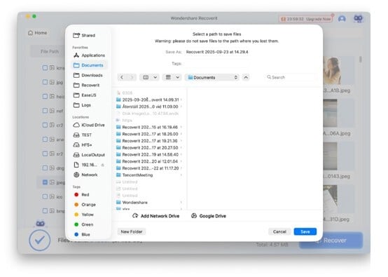 Recover files to another drive.