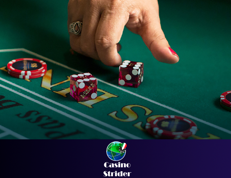 Red dice on casino table