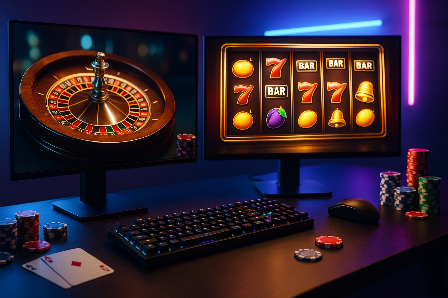 Roulette wheel and a slot machine