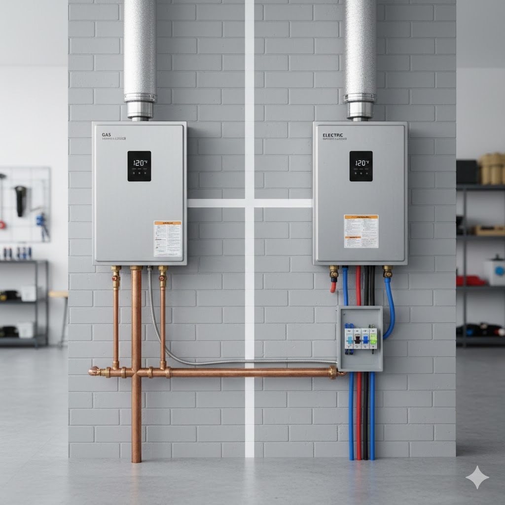 Side-by-side photo of Gas vs Electric units