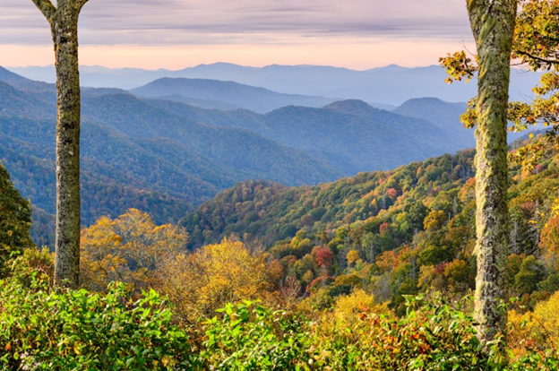 Smoky Mountains National Park, Tennessee, USA autumn landscape at Newfound Gap.