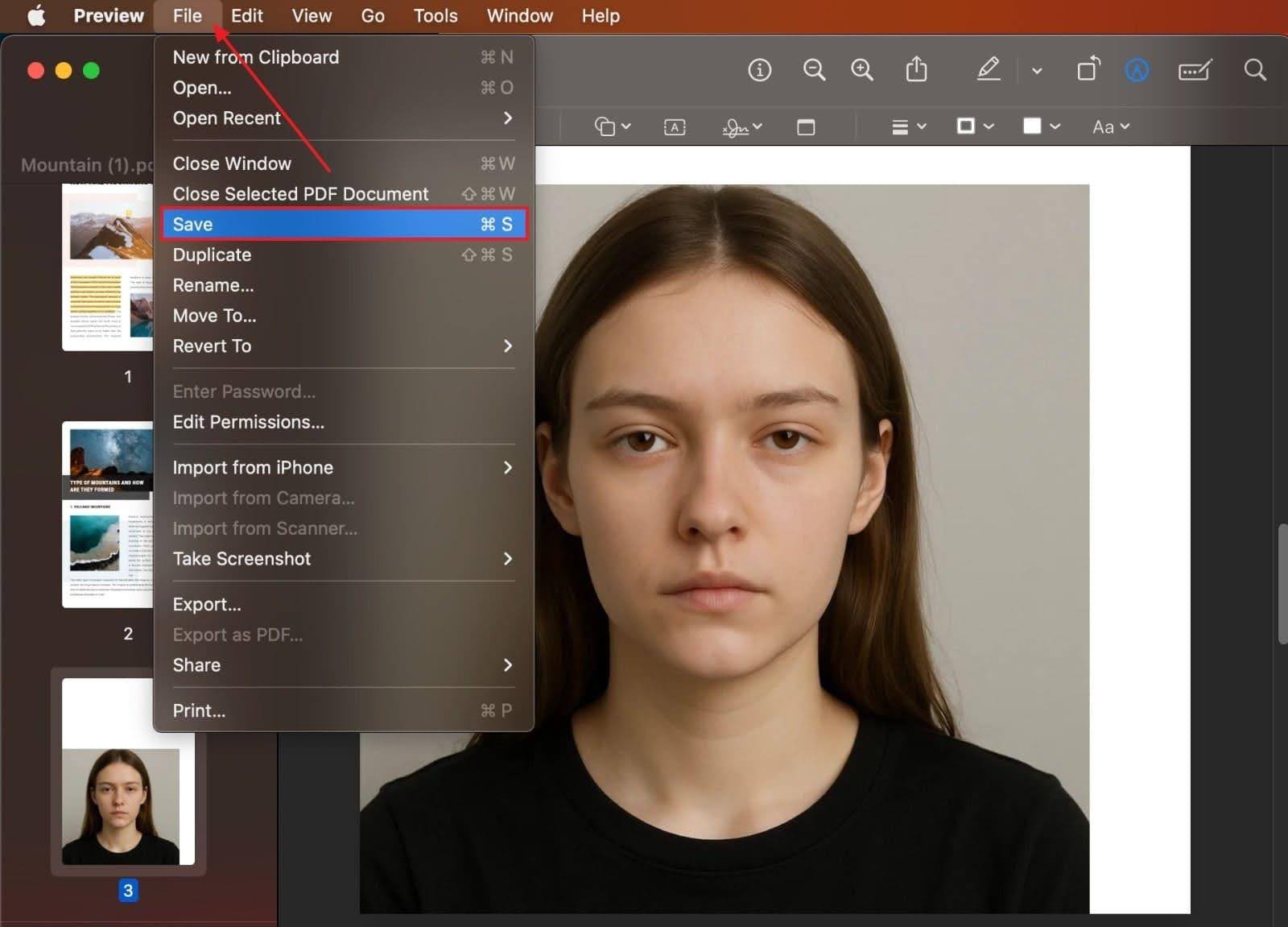 Step 2. Now, press the “File” tab, and hit “Save” to save the changes in the PDF file.