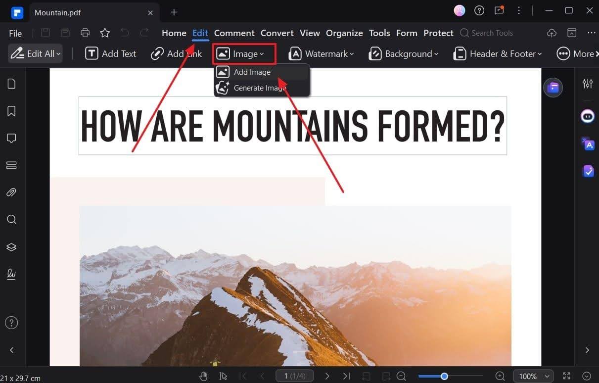 Step 2. Open Edit PDF and Choose the Image Tool