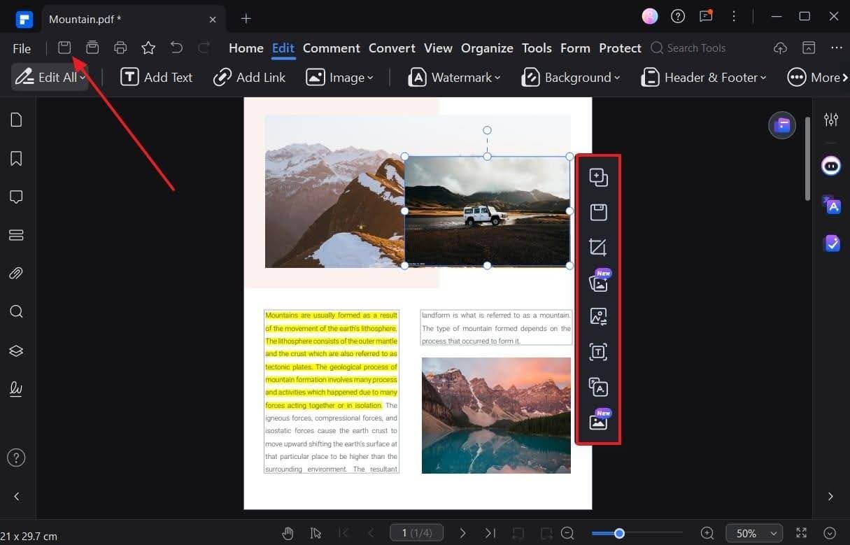 Step 3. Make Necessary Image Adjustments and Save
