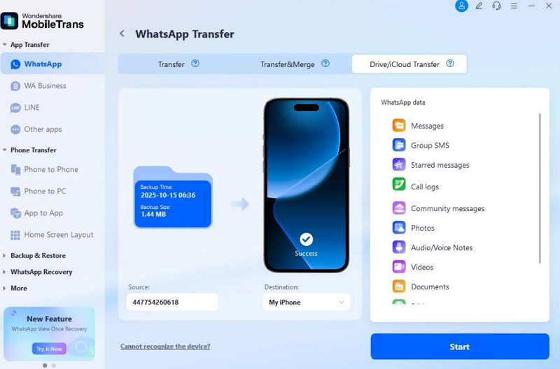 Step 4. Retrieve WhatsApp Backup Data to Your Phone