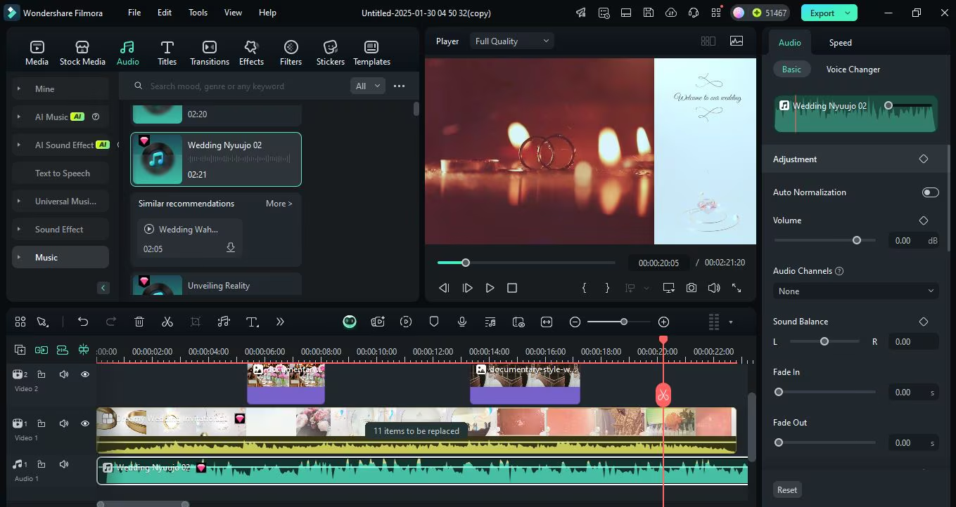 Step 6 To import your own audio, select Audio
