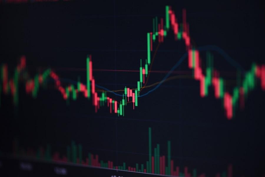 Stock trad graphic design for financial investment trade, Forex graph business or Stock graph chart market exchange, Trading crypto currency technical price candlestick with indicator on chart screen 