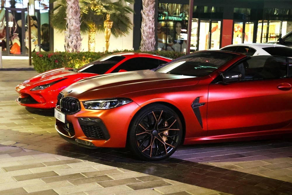 Two red luxury cars