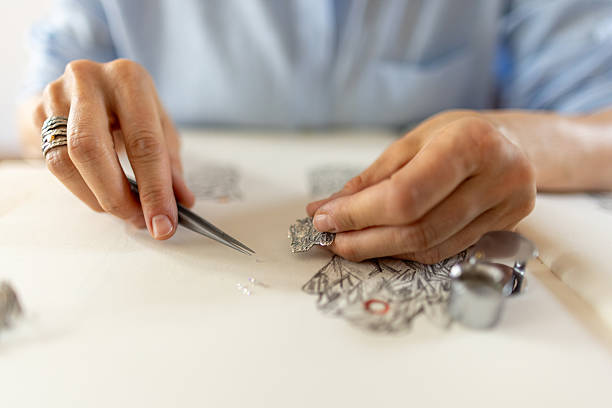 a close up hand making jewelry