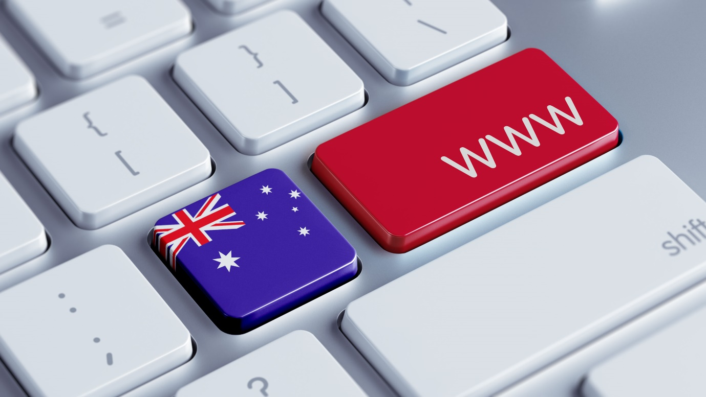 a keyboard with australia flag and www