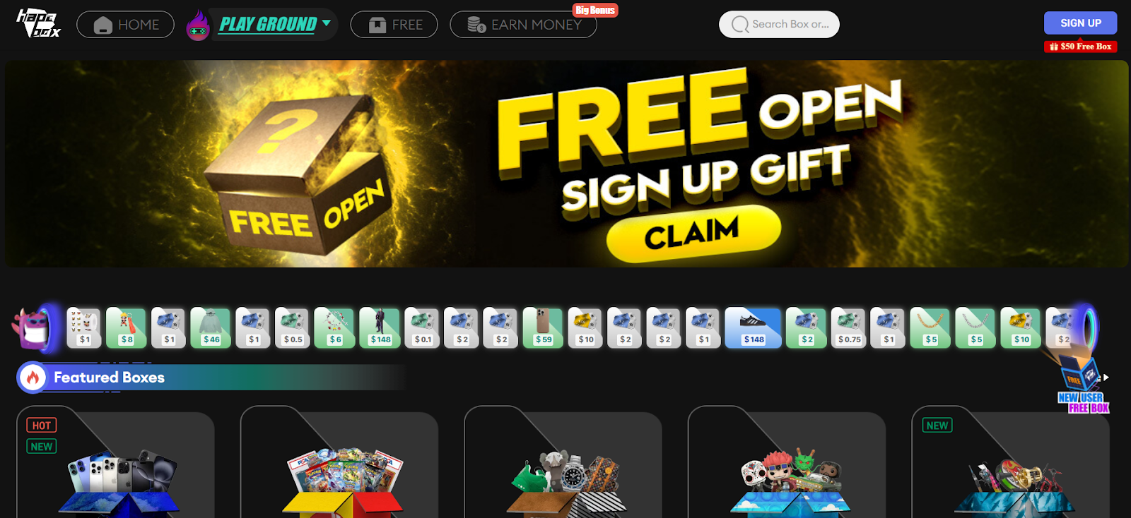 Happabox homepage