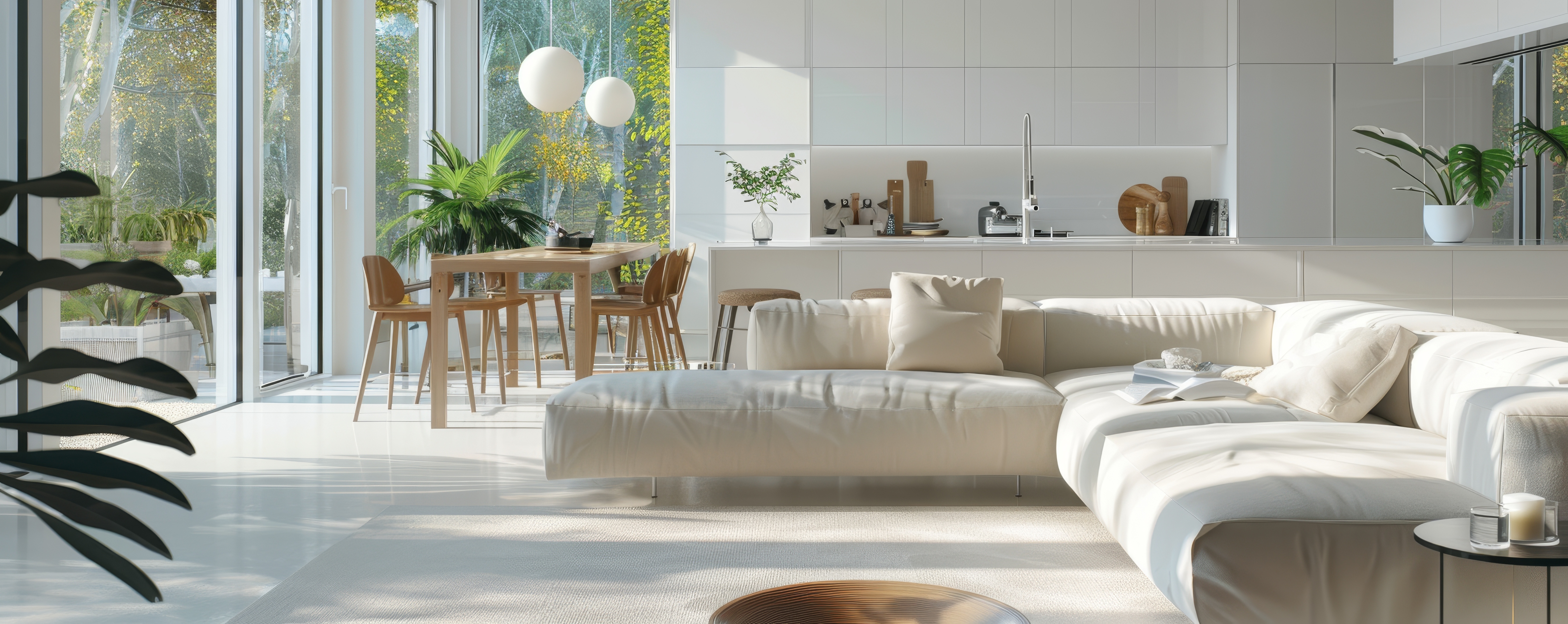 A bright and clean living room in a modern vacation rental property.