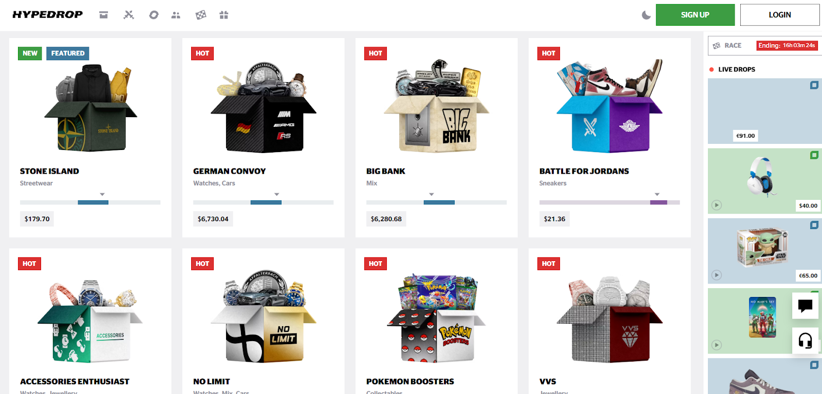 Hypedrop homepage
