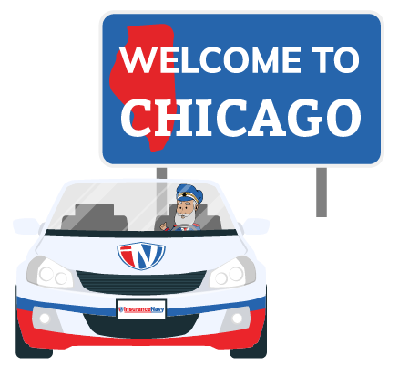 icon car and sign welcome to chicago