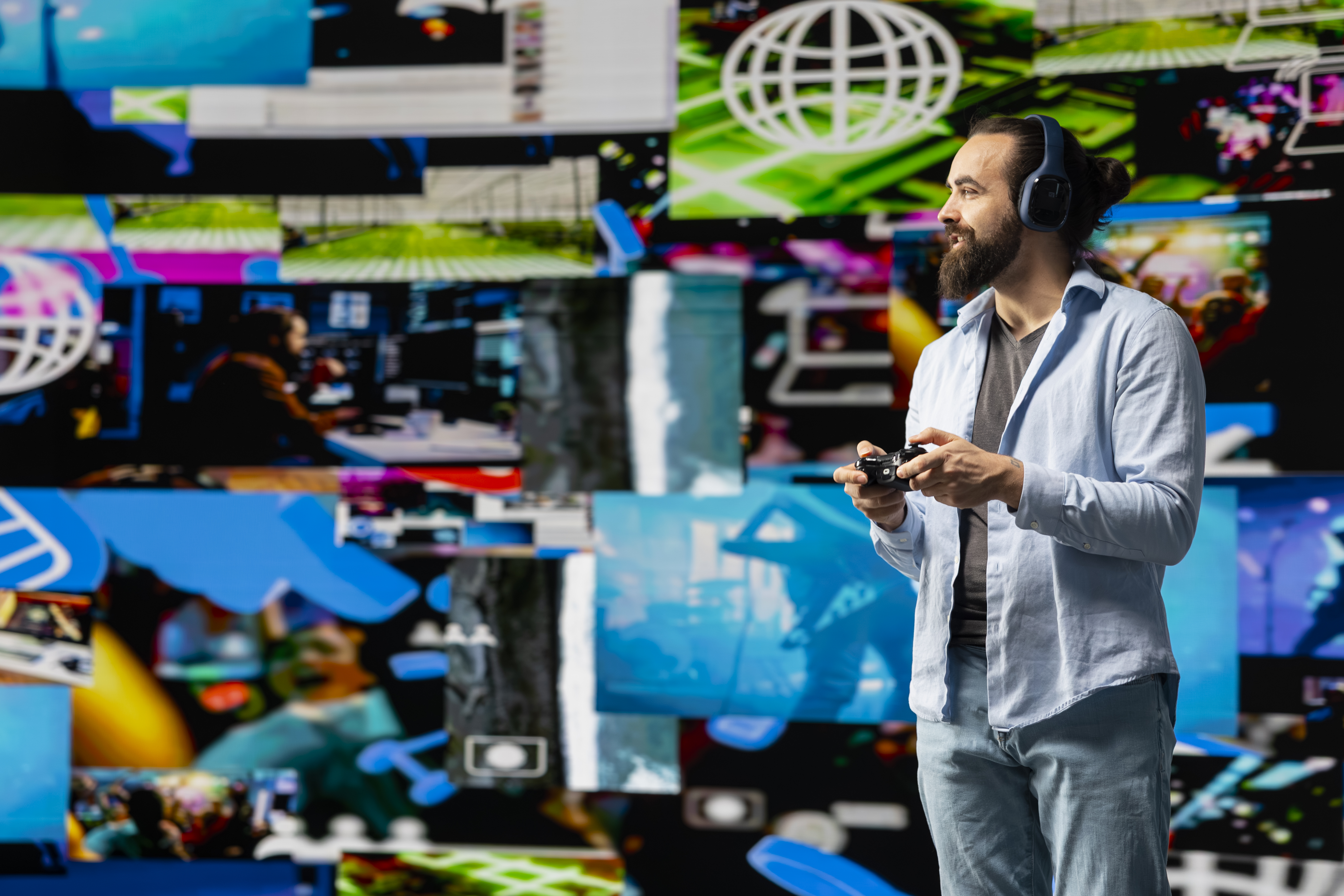 Male Influencer Checking Mobile Notifications and Visual Storytelling