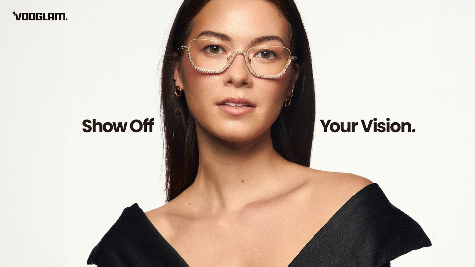 model wearing glasses