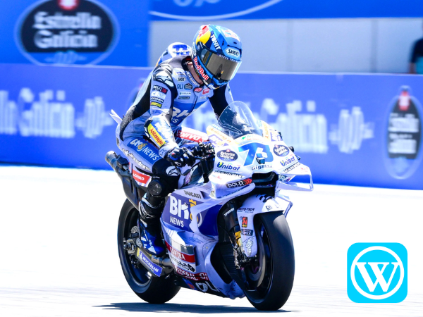 MotoGP racer Marc Márquez on his motorcycle during a race.