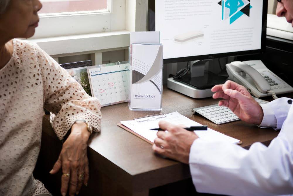 old woman on a doctors office