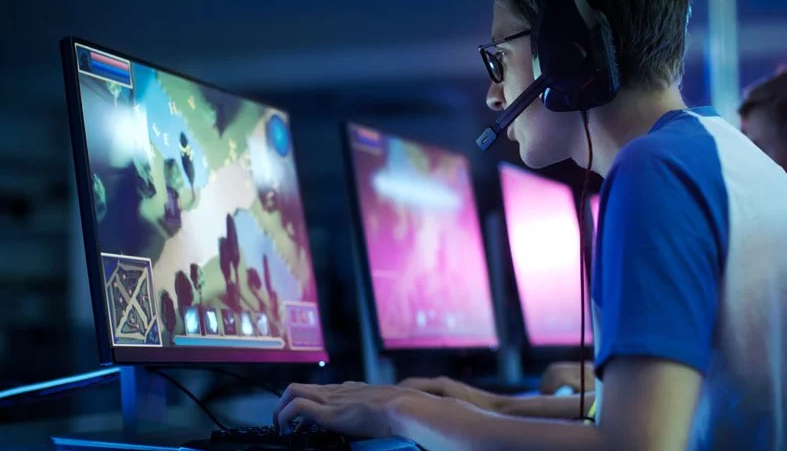 person playing a game in a pc