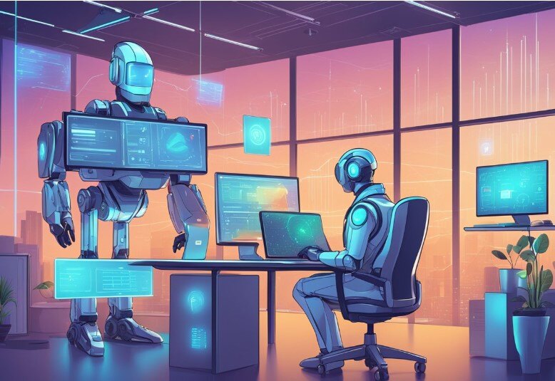 robots working in an office