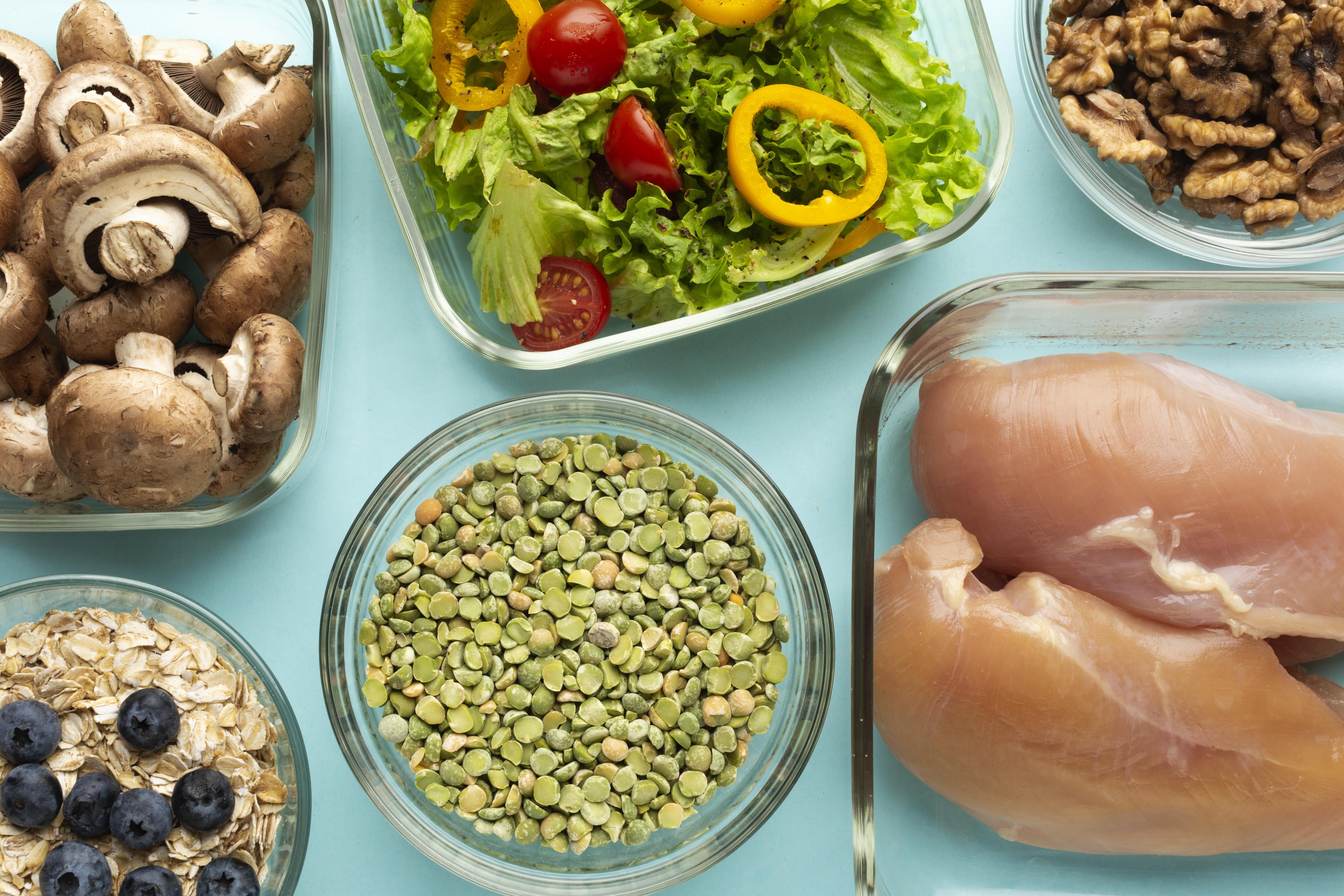 top view arrangement food planning