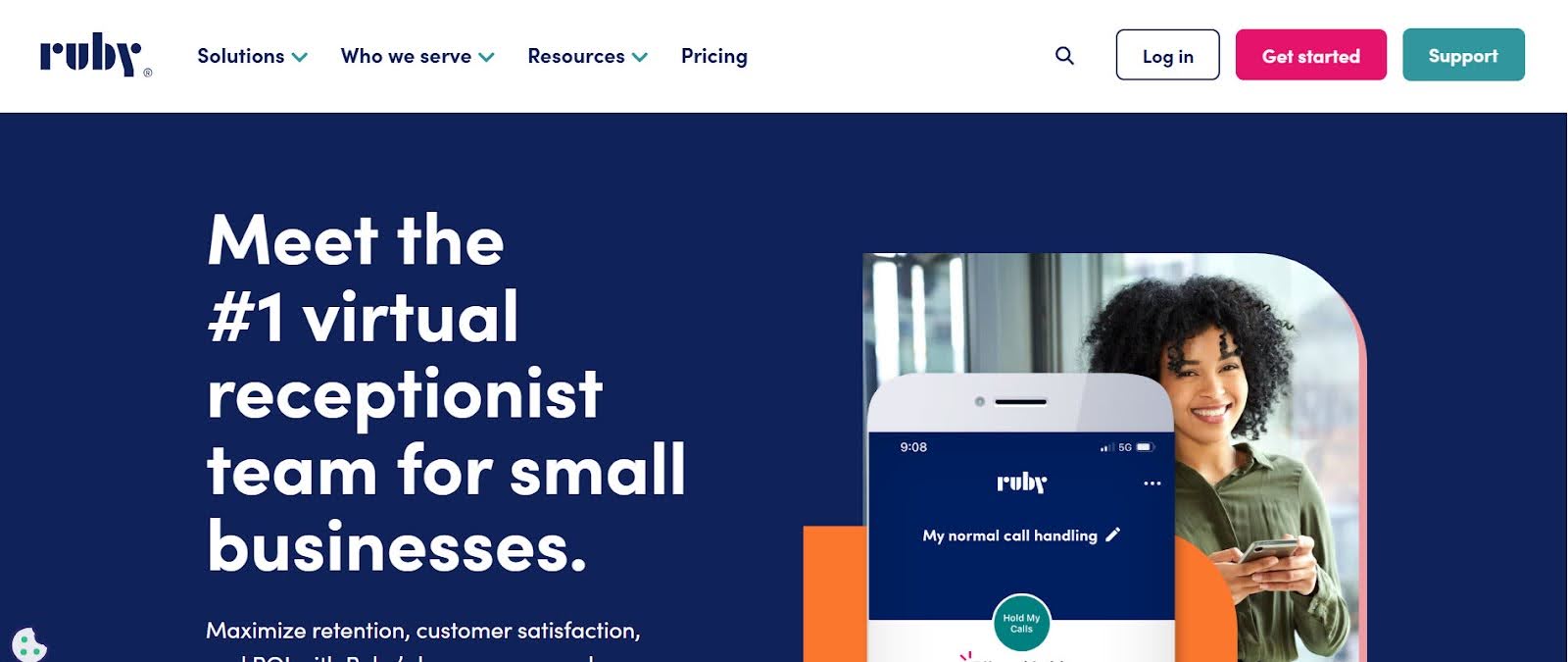 4. Ruby: Best for Premium Live Receptionist Services