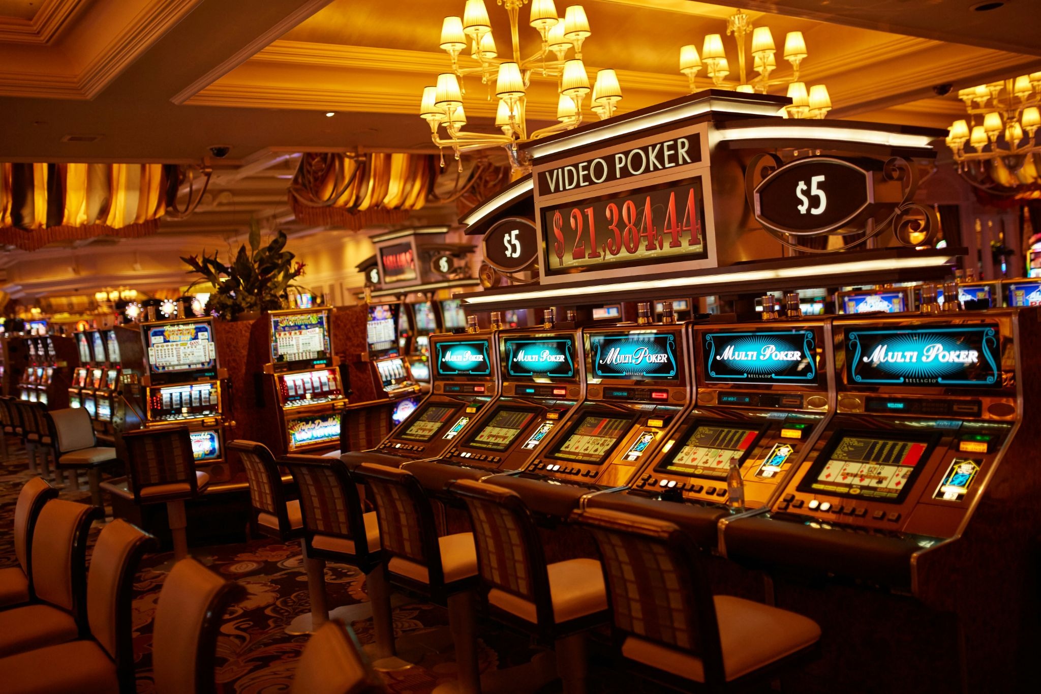 warm lights in an old school casino setting